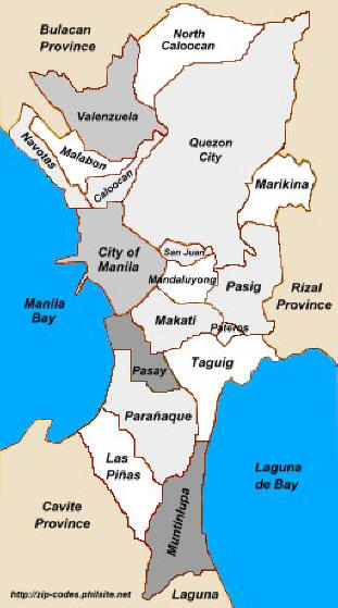 Map of Metro Manila, Philippines